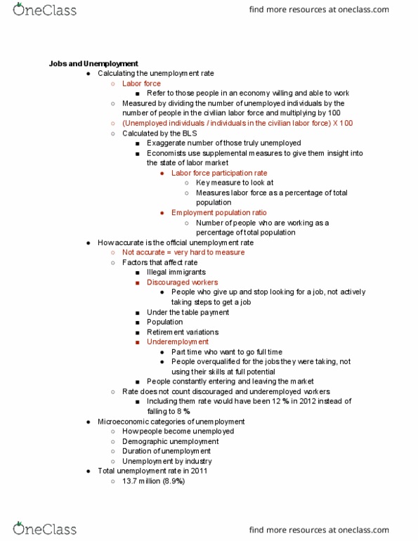 ECON 104 Lecture Notes - Lecture 10: Unemployment, Underemployment, Aggregate Supply thumbnail