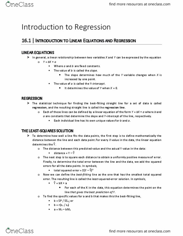 PSYC 2530 Chapter Notes - Chapter 16: Squared Deviations From The Mean, Lincoln Near-Earth Asteroid Research, Regression Analysis thumbnail