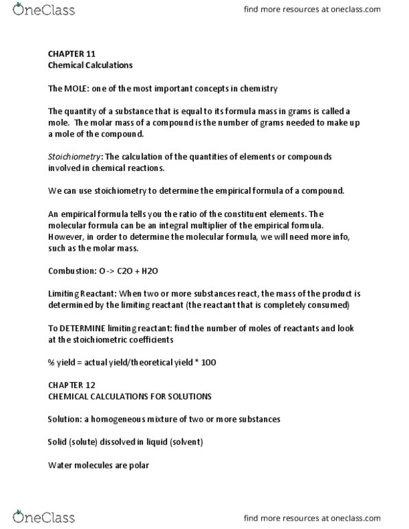 CHEM 2090 Lecture Notes - Lecture 2: Limiting Reagent, Chemical Formula, Molecular Mass thumbnail