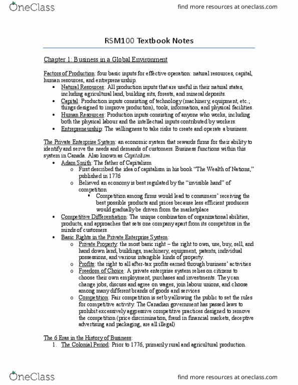 RSM100Y1 Lecture Notes - Lecture 1: Public Company, Trade Union, Ontario Securities Commission thumbnail