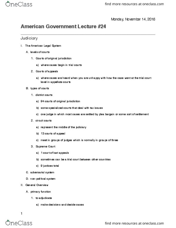 POL_SC 1100 Lecture Notes - Lecture 24: Adversarial System, Regional Policy Of The European Union, Amicus Curiae thumbnail