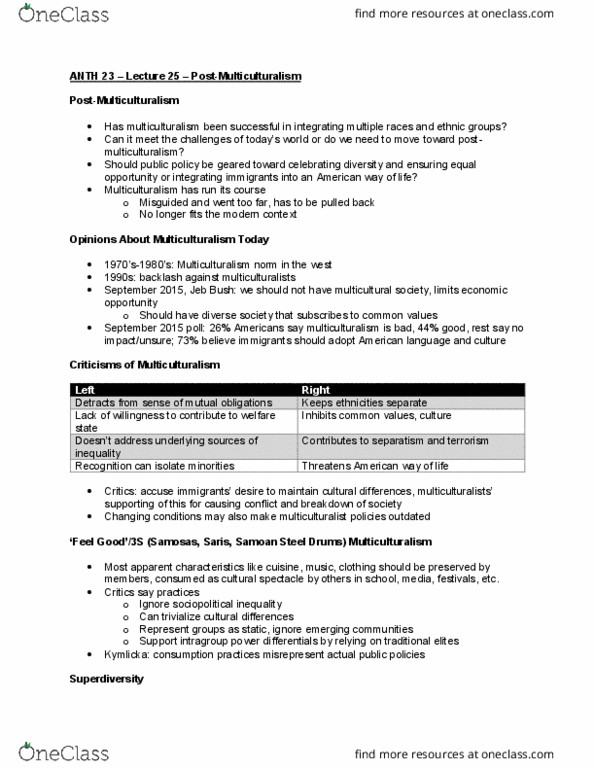 ANTH 23 Lecture Notes - Lecture 25: Superdiversity, Steelpan, Transnationalism thumbnail