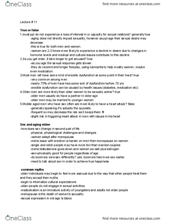 GRT 2100 Lecture Notes - Lecture 11: Sexual Stimulation, Safe Sex, Menopause thumbnail