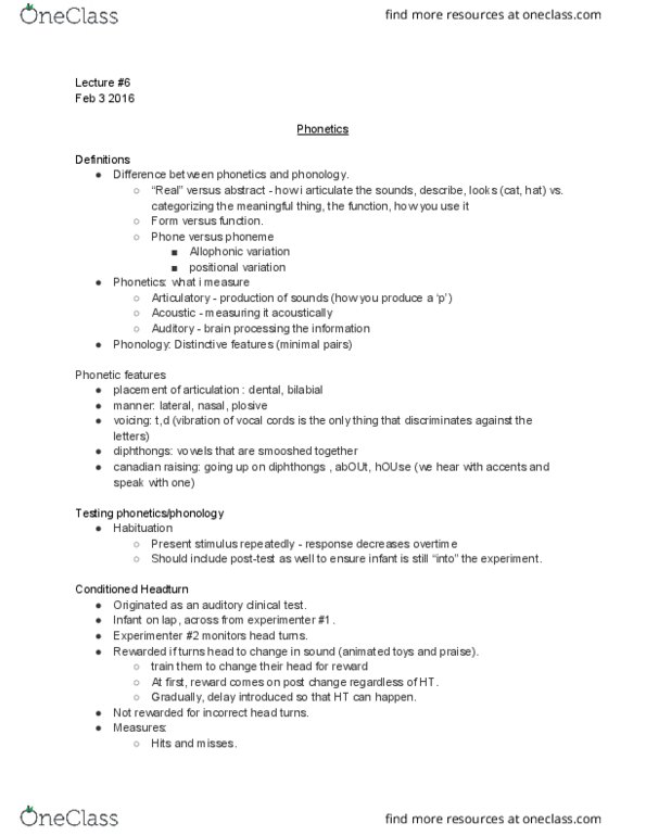 PSY 3136 Lecture Notes - Lecture 6: Canadian Raising, Phonetics, Vocal Folds thumbnail