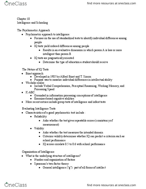 PSY 2105 Lecture Notes - Lecture 10: Criterion Validity, Hierarchical Database Model, Twin Study thumbnail