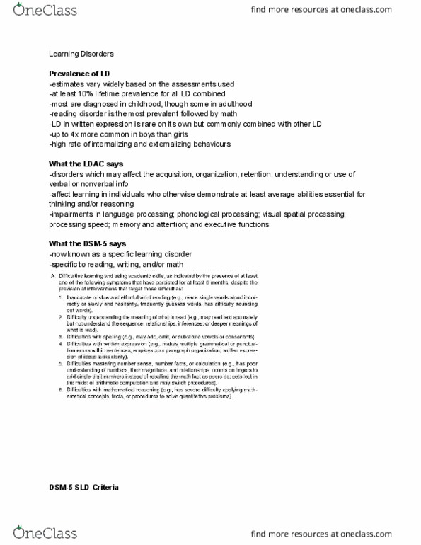 PSY 2105 Lecture Notes - Lecture 17: Learning Disability, Speech Disorder, Nonverbal Communication thumbnail