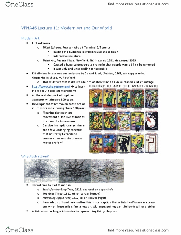 VPHA46H3 Lecture Notes - Lecture 11: Piet Mondrian, Claude Monet, Mary Cassatt thumbnail