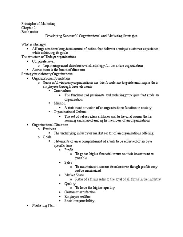 MK 201 Chapter Notes - Chapter 2: Marketing Strategy, Computer Monitor, Customer Satisfaction thumbnail