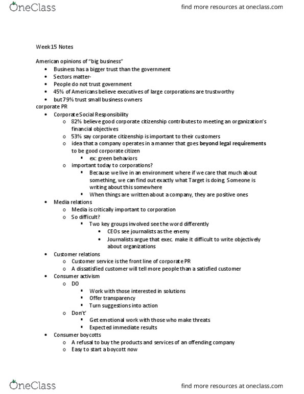 ADPR 3850 Lecture Notes - Lecture 15: Corporate Social Responsibility, Consumer Activism, Customer Service thumbnail