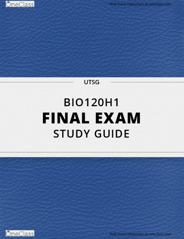BIO120H1 Lecture 99: [BIO120H1] - Final Exam Guide - Ultimate 126 pages long Study Guide! thumbnail