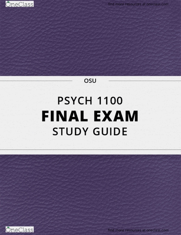 PSYCH 1100 Lecture 13: [PSYCH 1100] - Final Exam Guide - Ultimate 39 pages long Study Guide! thumbnail