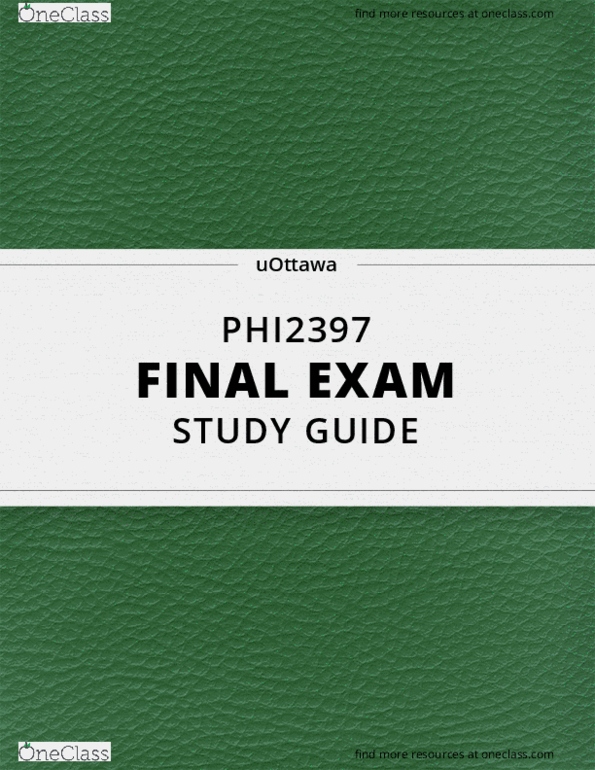PHI 2397 Lecture 24: [PHI2397] - Final Exam Guide - Everything you need to know! (103 pages long) thumbnail