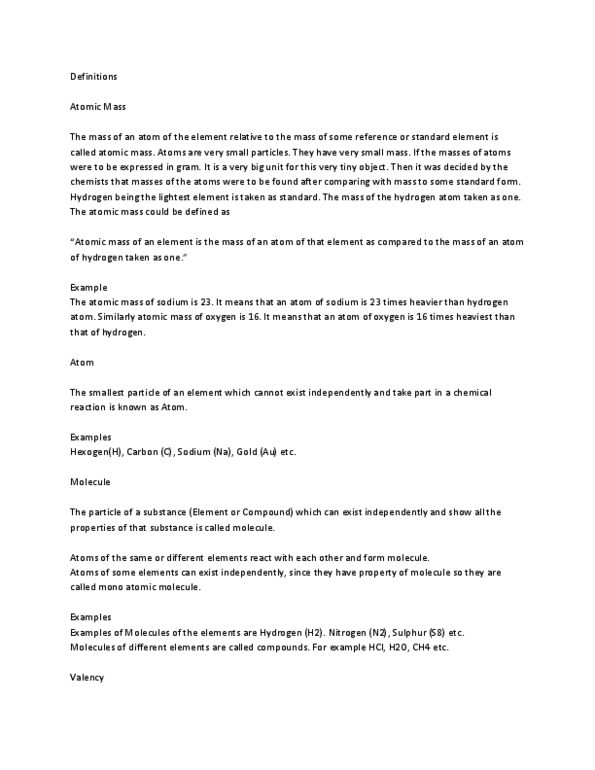 CHY 104 Lecture Notes - Salt Metathesis Reaction, Hydrogen Atom, Molar Mass thumbnail