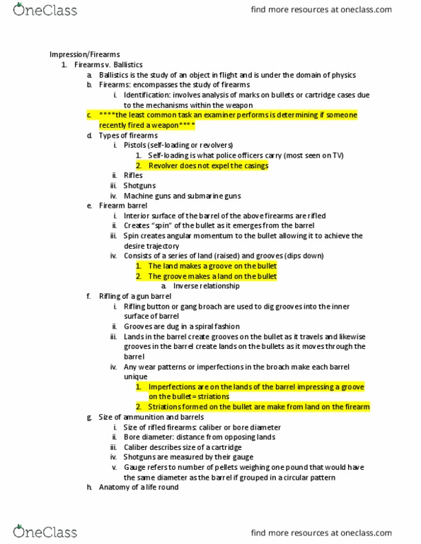 Forensic and Investigative Science FIS 20500 Lecture Notes - Lecture 1: Lead Styphnate, Barium Nitrate, Firing Pin thumbnail