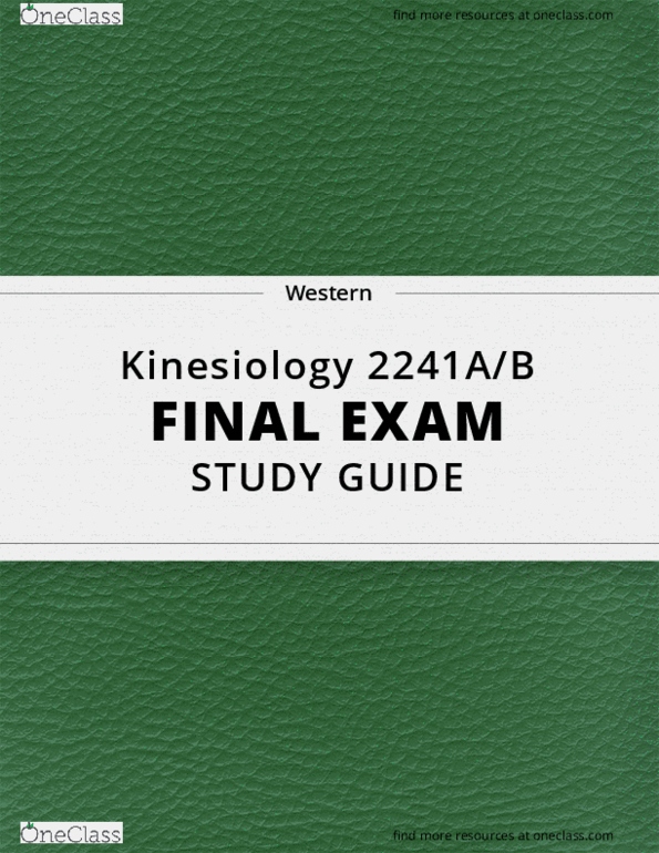 [Kinesiology 2241A/B] - Final Exam Guide - Ultimate 113 Pages Long ...