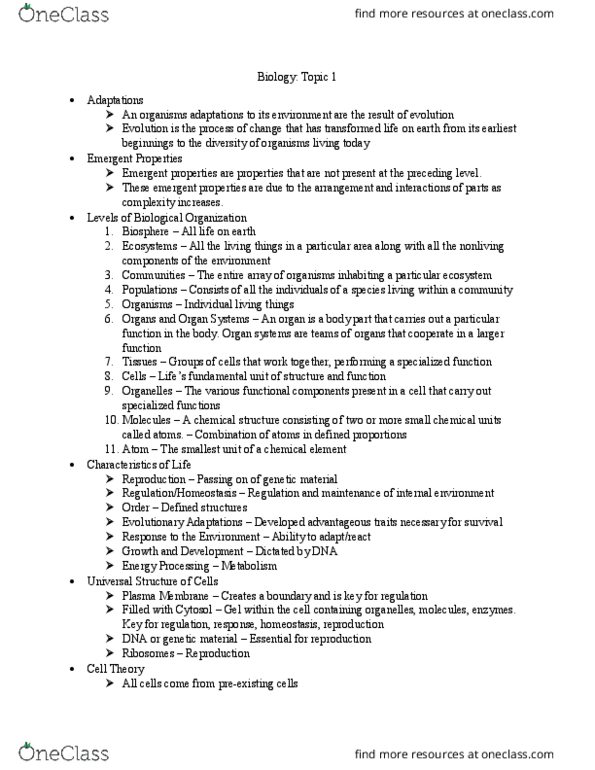 BIOL107 Chapter Notes - Chapter 1: Horizontal Gene Transfer, Binomial Nomenclature, Emergence thumbnail