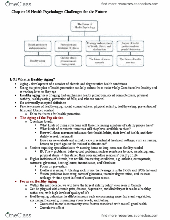 PSYC 328 Chapter Notes - Chapter 15: Health Care In Canada, Coronary Artery Disease, Rheumatoid Arthritis thumbnail