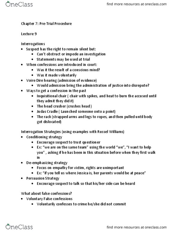 CRM 1300 Lecture Notes - Lecture 9: English Law, Exigent Circumstance, Due Process thumbnail