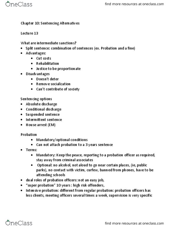 CRM 1300 Lecture Notes - Lecture 13: Suspended Sentence, Hybrid Offence, Summary Offence thumbnail