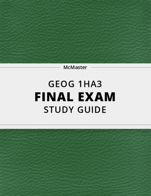 Geog 1ha3 Study Guide Fall 2018 Comprehensive Midterm Notes Geog 1ha3 Study Guide Fall 2018 Comprehensive Midterm Notes Spatial Scale Topological Map Cultural Landscape