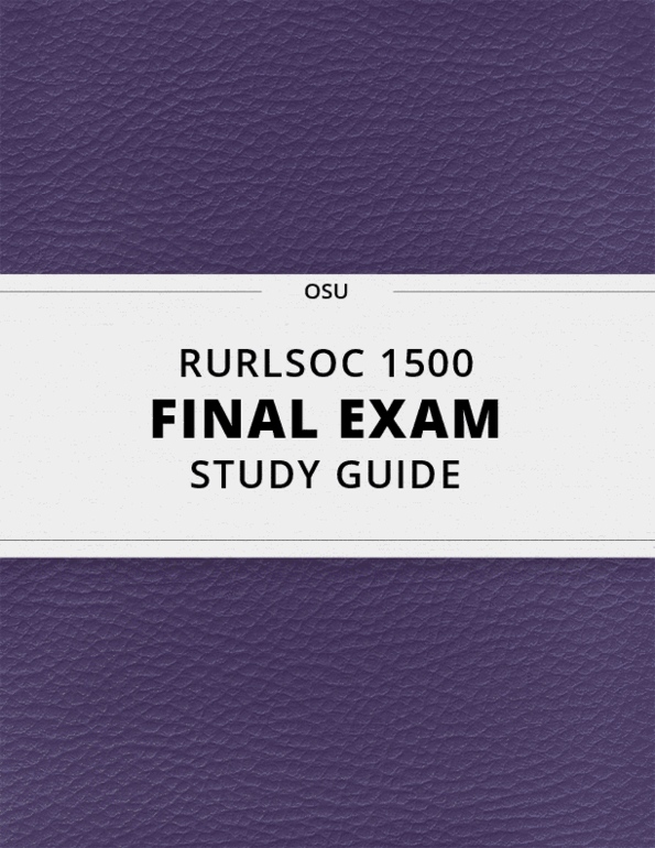RURLSOC 1500 Lecture 19: [RURLSOC 1500] - Final Exam Guide - Everything you need to know! (41 pages long) thumbnail
