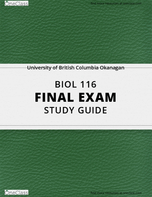 [BIOL 116] - Final Exam Guide - Comprehensive Notes for the exam (100