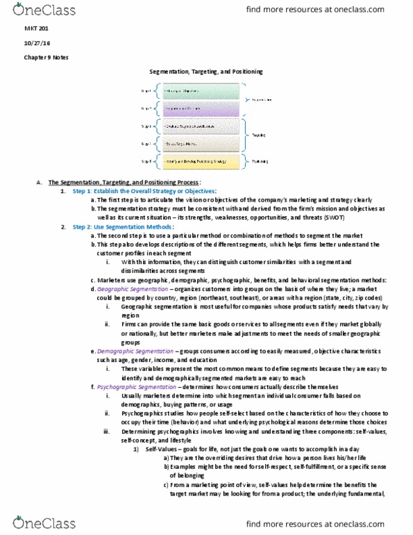 MKT 201 Chapter Notes - Chapter 9: Swot Analysis, Marketing Mix, Value Proposition thumbnail