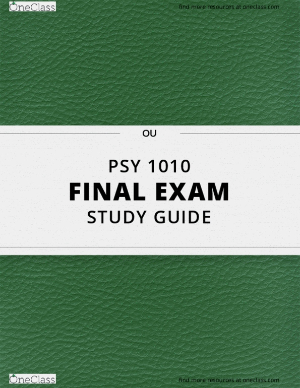 PSY 1010 Lecture 3: [PSY 1010] - Final Exam Guide - Ultimate 39 pages long Study Guide! thumbnail