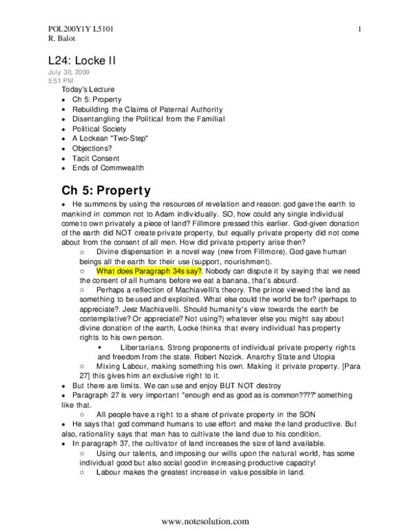 POL200Y1 Lecture : notes thumbnail