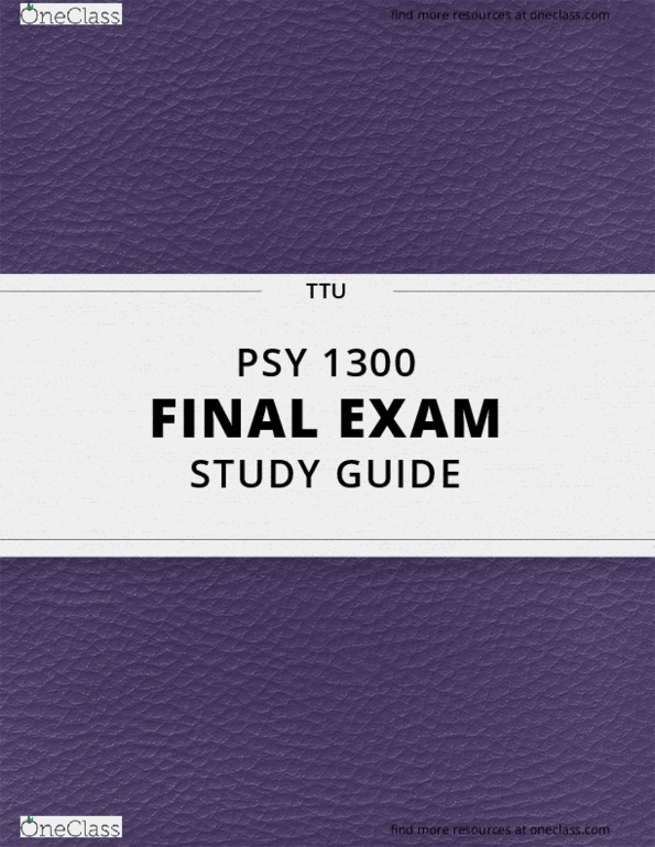 PSY 1300 Lecture 13: [PSY 1300] - Final Exam Guide - Comprehensive Notes fot the exam (40 pages long!) thumbnail