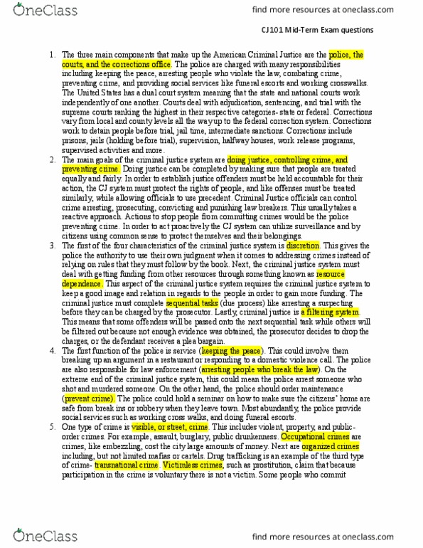 CRIM 101 Lecture Notes - Lecture 99: Work Release, United States Constitution, Wingspread thumbnail