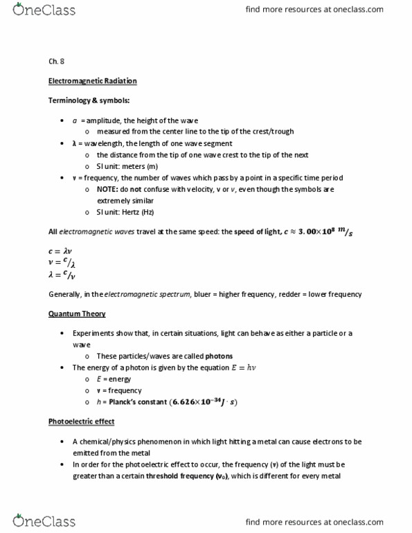 CHEM 1E03 Lecture Notes - Lecture 4: Metallo, Electromagnetic Spectrum, Atomic Orbital thumbnail