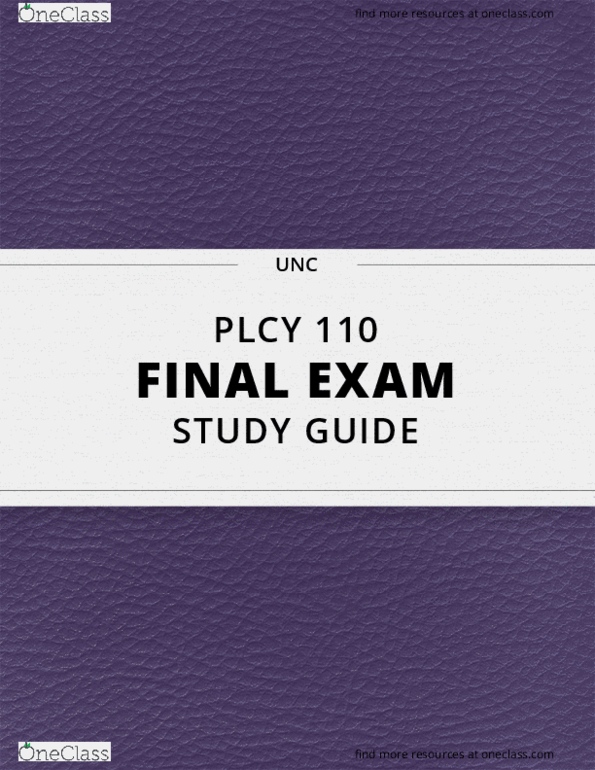 PLCY 110 Lecture 28: [PLCY 110] - Final Exam Guide - Comprehensive Notes fot the exam (60 pages long!) thumbnail