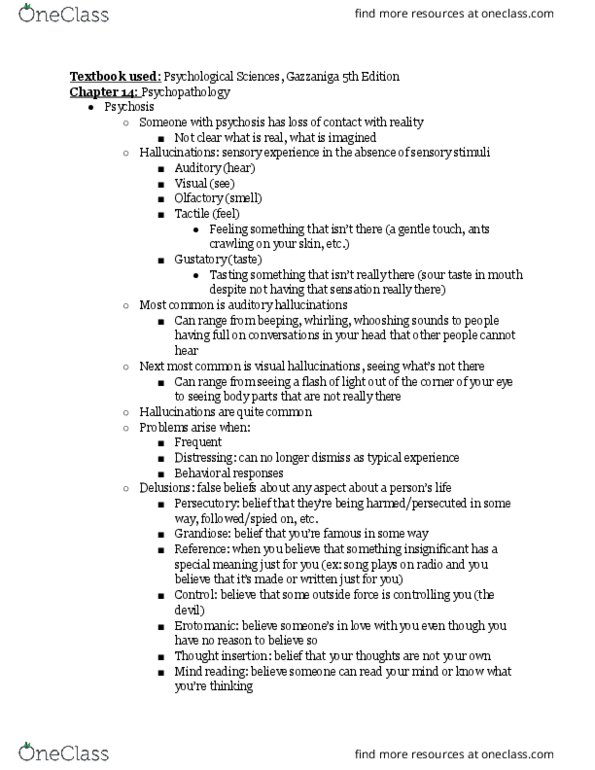 PSY BEH 11C Lecture Notes - Lecture 16: Brief Psychotic Disorder, Schizotypal Personality Disorder, Schizophreniform Disorder thumbnail