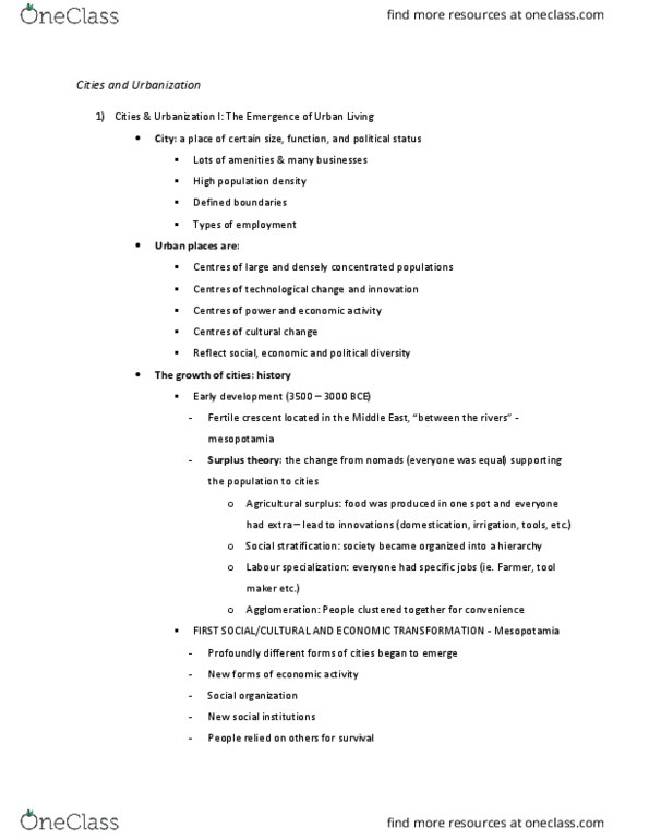 GEOG 1HB3 Lecture Notes - Lecture 4: Census Geographic Units Of Canada, Central Place Theory, Megacity thumbnail