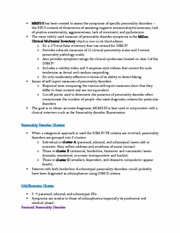 BIOL 103 Lecture Notes - Paranoid Personality Disorder, Telepathy, Prodrome thumbnail