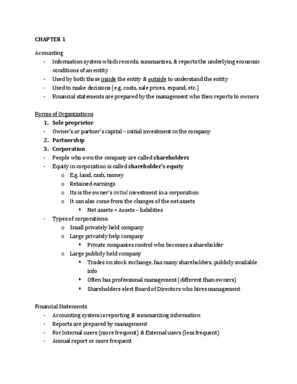 MGCR 211 Chapter Notes - Chapter 1: Income Statement, Faithful Representation, Share Capital thumbnail