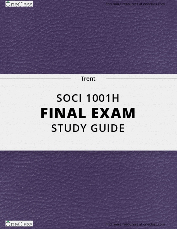 SOCI 1001H Lecture 13: [SOCI 1001H] - Final Exam Guide - Everything you need to know! (25 pages long) thumbnail