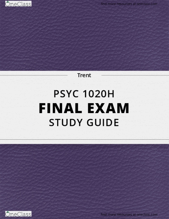 PSYC 1020H Lecture 13: [PSYC 1020H] - Final Exam Guide - Ultimate 40 pages long Study Guide! thumbnail
