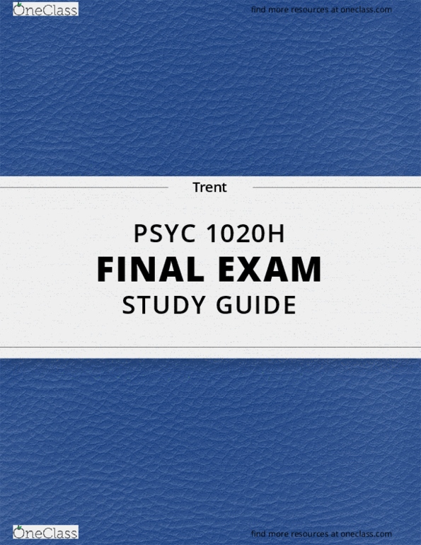PSYC 1020H Lecture 13: [PSYC 1020H] - Final Exam Guide - Everything you need to know! (42 pages long) thumbnail
