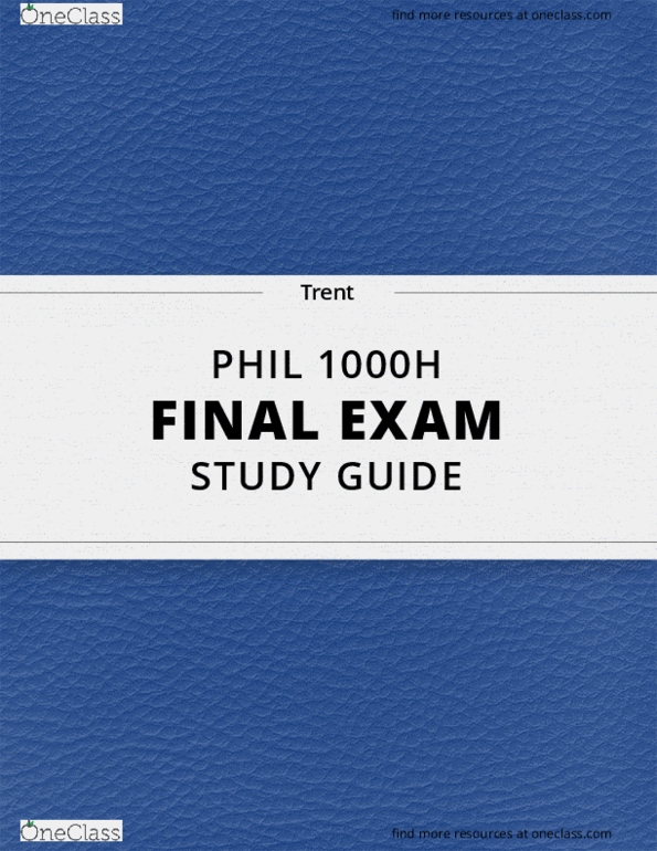 PHIL 1000H Lecture 20: [PHIL 1000H] - Final Exam Guide - Ultimate 41 pages long Study Guide! thumbnail