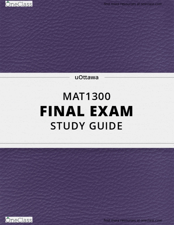 MAT 1300 Lecture 16: [MAT1300] - Final Exam Guide - Ultimate 29 pages long Study Guide! thumbnail