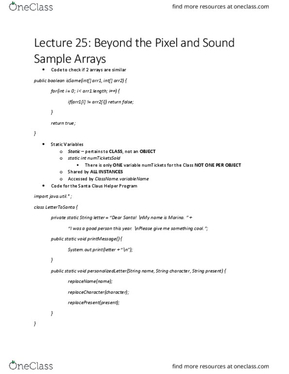 CSE 8A Lecture 25: Lecture 25 - Beyond the Pixel and Sound Sample Arrays thumbnail