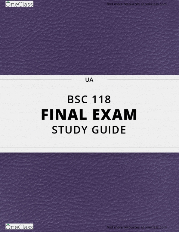 BSC 118 Lecture 1: [BSC 118] - Final Exam Guide - Ultimate 167 pages long Study Guide! thumbnail