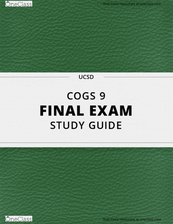 COGS 9 Lecture 13: to 17: [COGS 9] - Final Exam Guide - Comprehensive Notes for the exam (40 pages long!) thumbnail