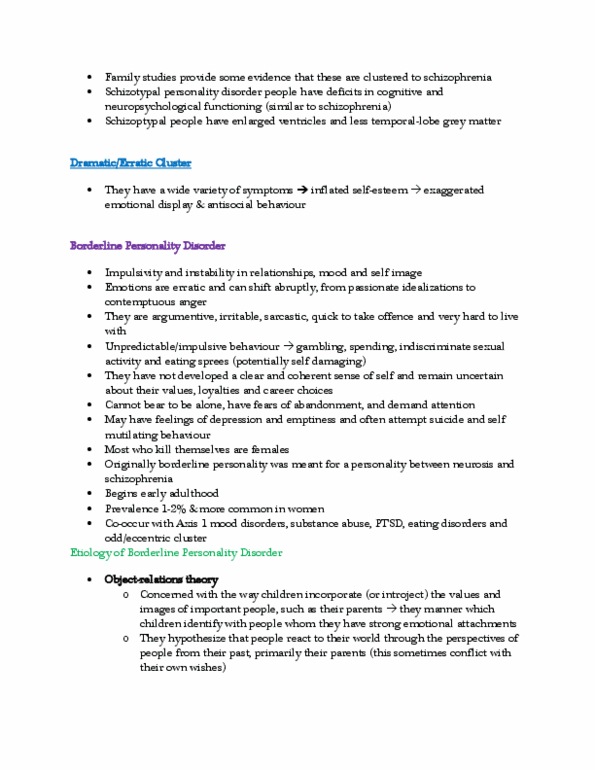 PSYC 4300 Lecture Notes - Posttraumatic Stress Disorder, Schizotypal Personality Disorder, Impulsivity thumbnail