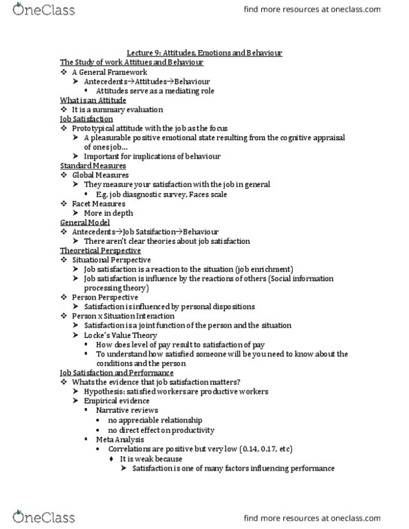 Psychology 2660A/B Lecture Notes - Lecture 9: Job Satisfaction, Job Enrichment, Absenteeism thumbnail