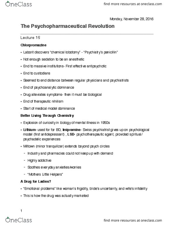 HLTHAGE 1CC3 Lecture Notes - Lecture 16: Anxiolytic, Imipramine, Hypoactive Sexual Desire Disorder thumbnail