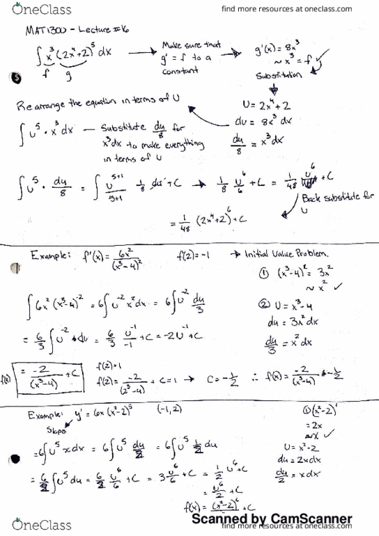 MAT 1300 Lecture 16: Integration by substitution thumbnail