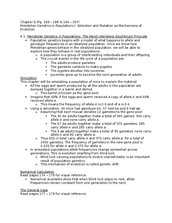 BIOL 1003 Lecture Notes - Allele Frequency, Genetic Drift, Population Genetics thumbnail